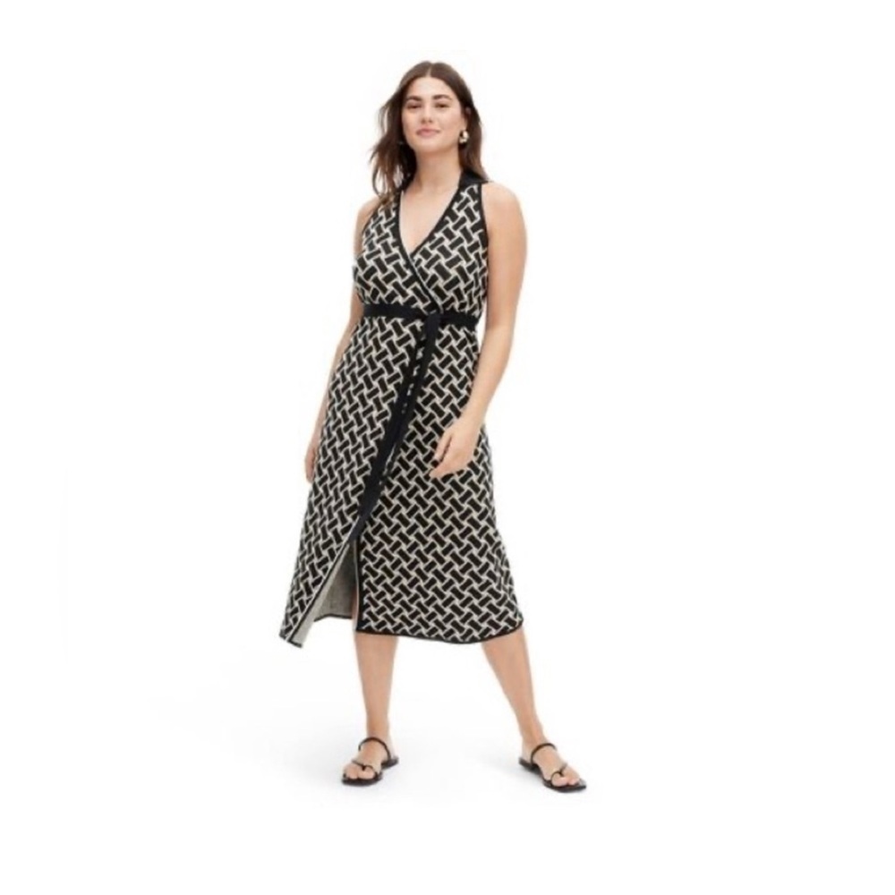 🆕 NWT DVF for Target Collared Sleeveless Vintage Weave Sweaterknit Wrap Dress